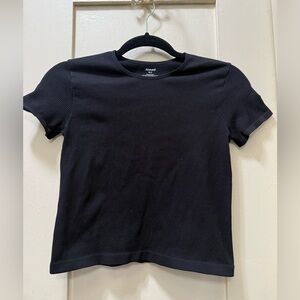 Abound Black Ribbed Crewneck Tee